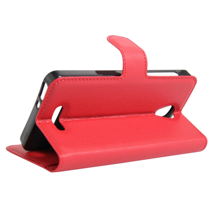 Litchi Texture Horizontal Flip Genuine Leather Case with Holder & Card Slots & Wallet for Alcatel POP 4