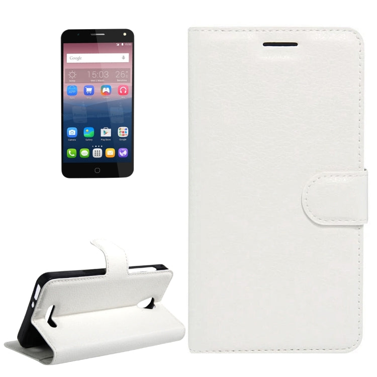 Litchi Texture Horizontal Flip Genuine Leather Case with Holder & Card Slots & Wallet for Alcatel POP 4