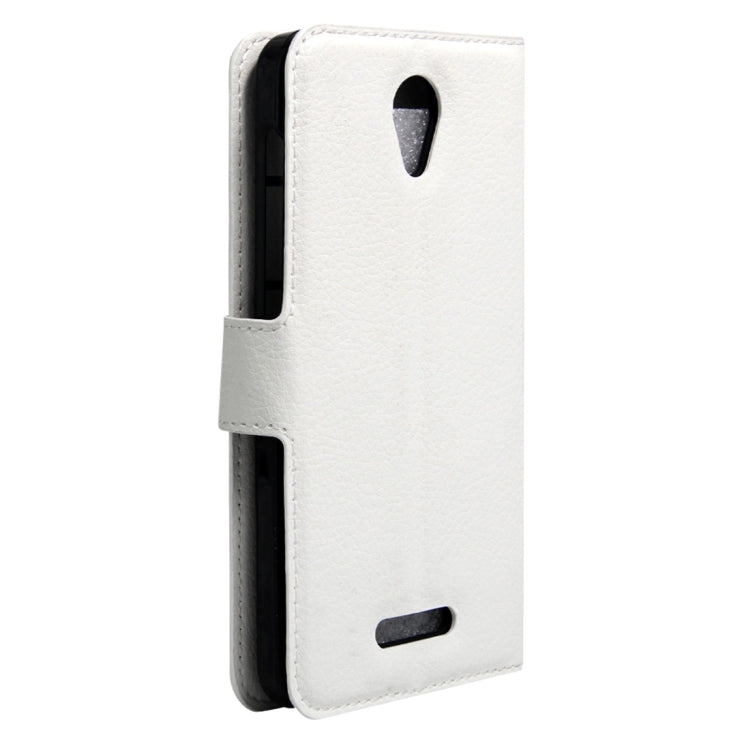 Litchi Texture Horizontal Flip Genuine Leather Case with Holder & Card Slots & Wallet for Alcatel POP 4