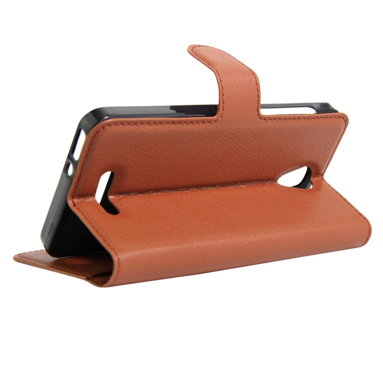 Litchi Texture Horizontal Flip Genuine Leather Case with Holder & Card Slots & Wallet for Alcatel POP 4