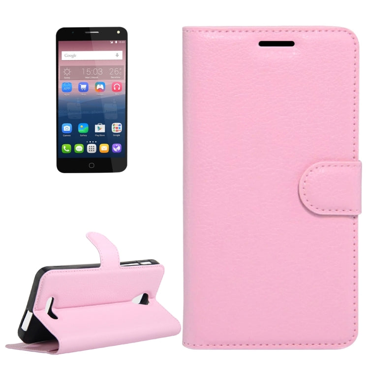 Litchi Texture Horizontal Flip Genuine Leather Case with Holder & Card Slots & Wallet for Alcatel POP 4 Plus & Fierce 4