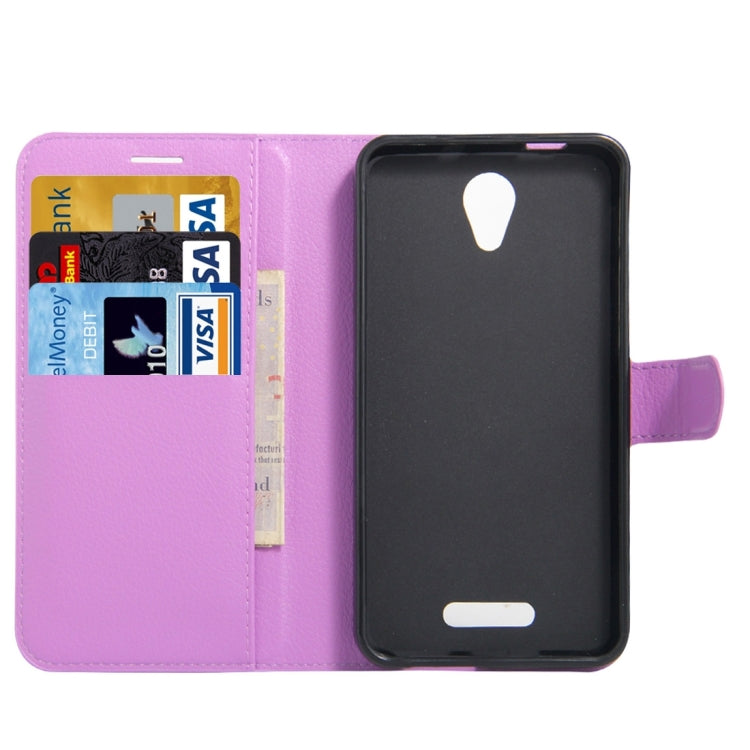 Litchi Texture Horizontal Flip Genuine Leather Case with Holder & Card Slots & Wallet for Alcatel POP 4 Plus & Fierce 4