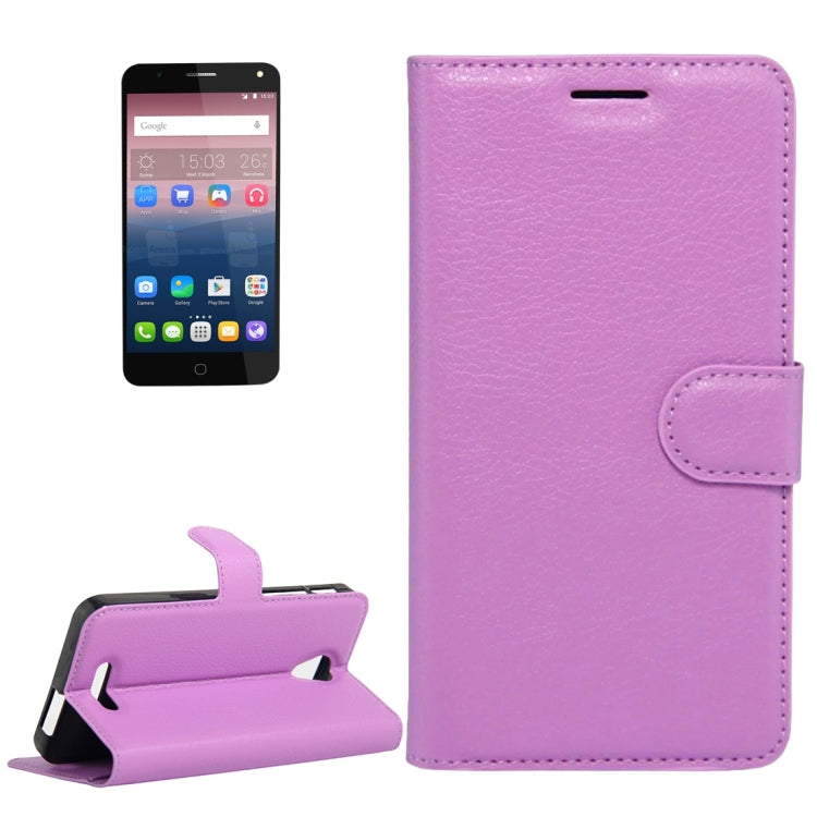 Litchi Texture Horizontal Flip Genuine Leather Case with Holder & Card Slots & Wallet for Alcatel POP 4 Plus & Fierce 4