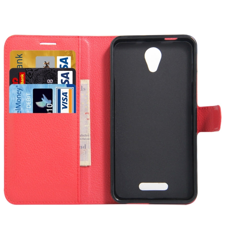 Litchi Texture Horizontal Flip Genuine Leather Case with Holder & Card Slots & Wallet for Alcatel POP 4 Plus & Fierce 4