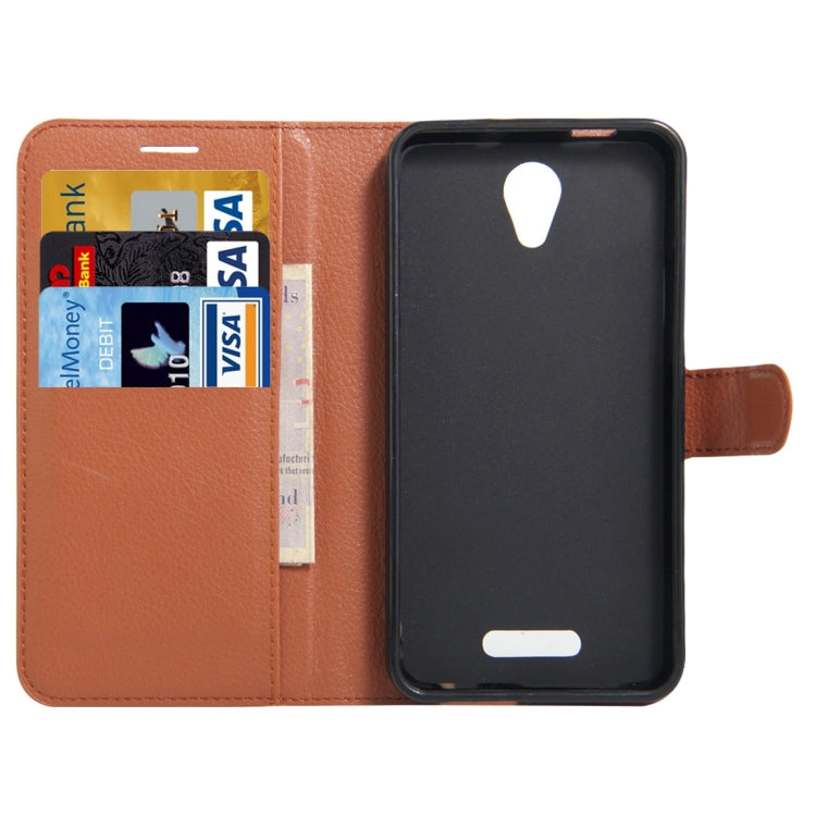 Litchi Texture Horizontal Flip Genuine Leather Case with Holder & Card Slots & Wallet for Alcatel POP 4 Plus & Fierce 4