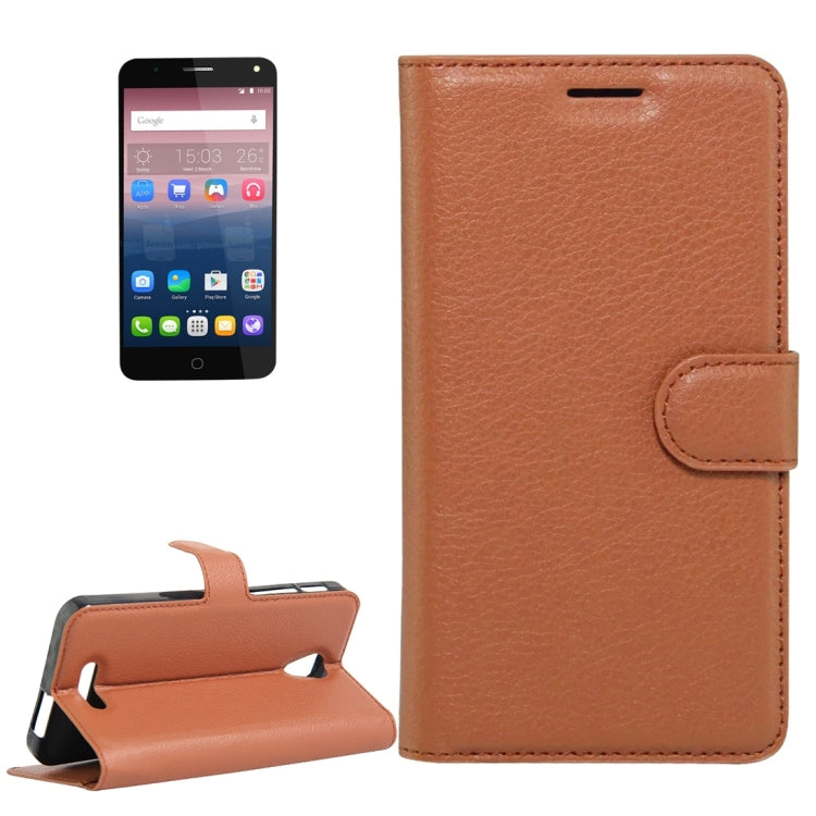 Litchi Texture Horizontal Flip Genuine Leather Case with Holder & Card Slots & Wallet for Alcatel POP 4 Plus & Fierce 4