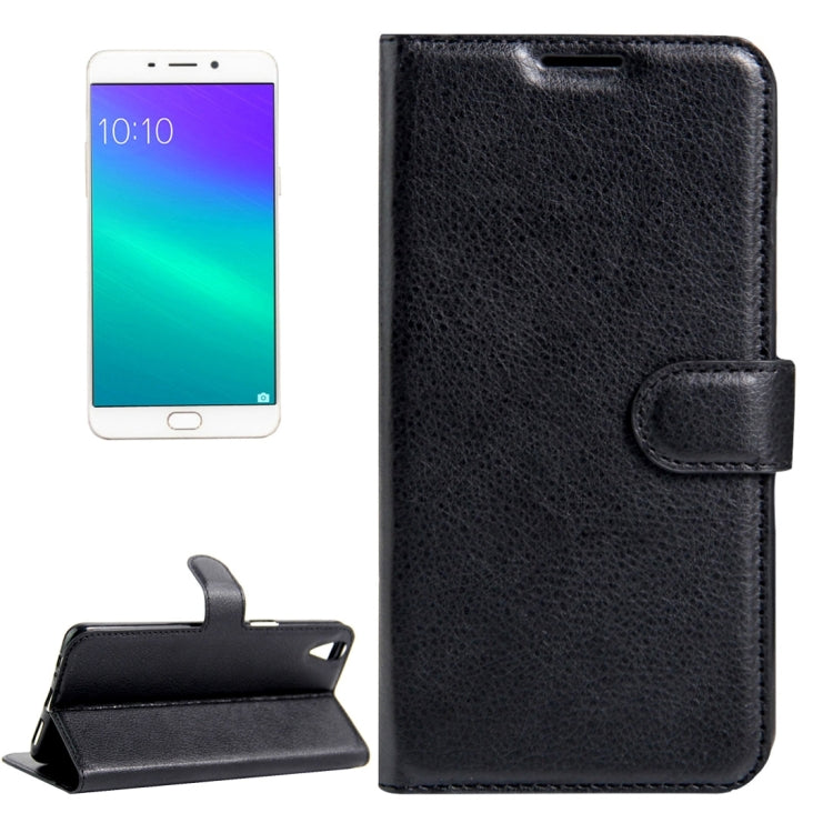For OPPO R9 Plus Litchi Texture Horizontal Flip Leather Case with Magnetic Buckle & Holder & Card Slots & Wallet