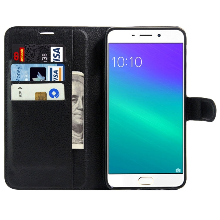 For OPPO R9 Plus Litchi Texture Horizontal Flip Leather Case with Magnetic Buckle & Holder & Card Slots & Wallet