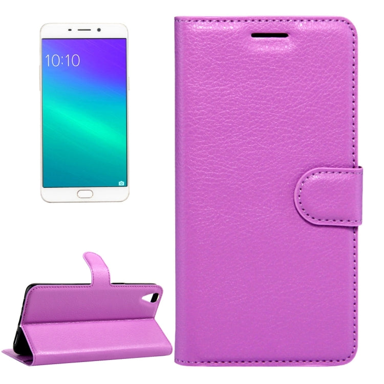 For OPPO R9 Plus Litchi Texture Horizontal Flip Leather Case with Magnetic Buckle & Holder & Card Slots & Wallet