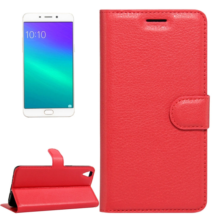 For OPPO R9 Plus Litchi Texture Horizontal Flip Leather Case with Magnetic Buckle & Holder & Card Slots & Wallet