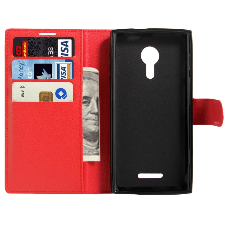 For Alcatel One Touch Flash 2 Litchi Texture Horizontal Flip Leather Case with Magnetic Buckle & Holder & Card Slots & Wallet