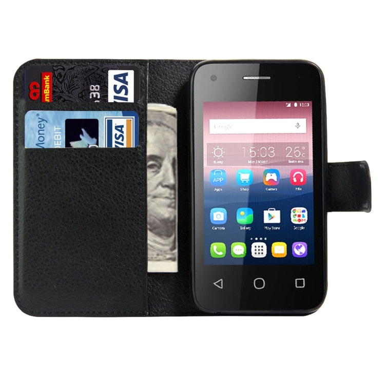 For Alcatel Pixi 4 (3.5) Litchi Texture Horizontal Flip Leather Case with Magnetic Buckle & Holder & Card Slots & Wallet