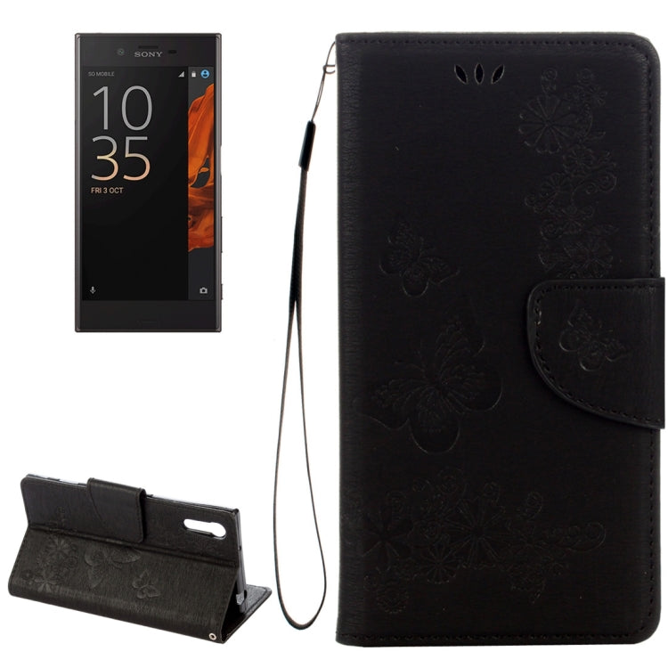 For Sony Xperia XZ Power Butterflies Embossing Horizontal Flip Leather Case with Holder & Card Slots & Wallet & Lanyard
