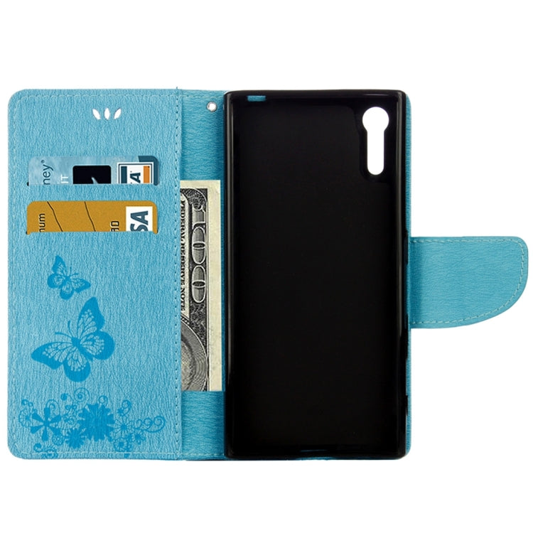For Sony Xperia XZ Power Butterflies Embossing Horizontal Flip Leather Case with Holder & Card Slots & Wallet & Lanyard