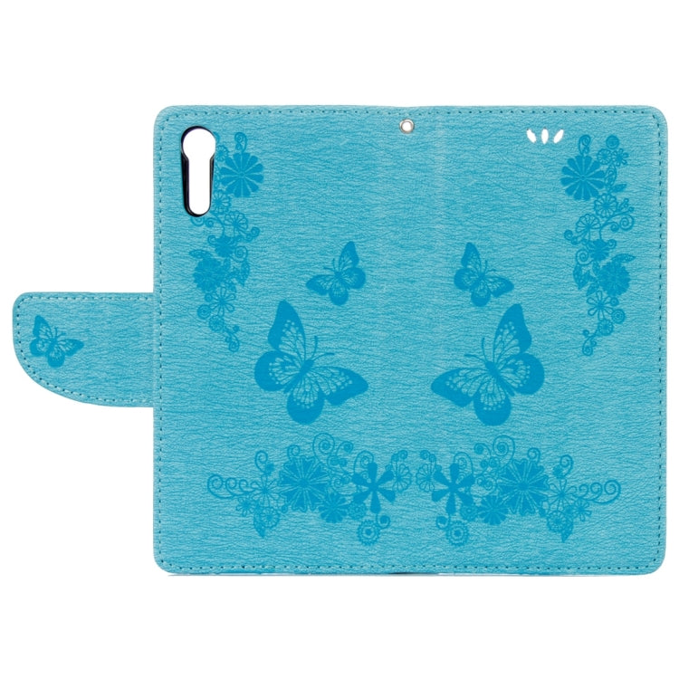 For Sony Xperia XZ Power Butterflies Embossing Horizontal Flip Leather Case with Holder & Card Slots & Wallet & Lanyard