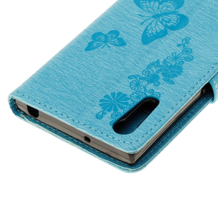 For Sony Xperia XZ Power Butterflies Embossing Horizontal Flip Leather Case with Holder & Card Slots & Wallet & Lanyard