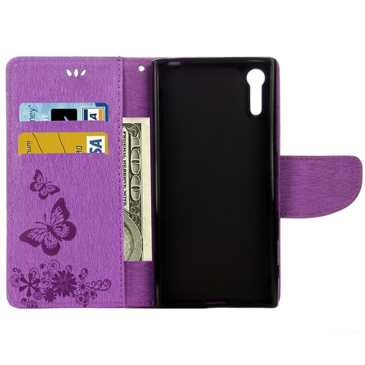 For Sony Xperia XZ Power Butterflies Embossing Horizontal Flip Leather Case with Holder & Card Slots & Wallet & Lanyard
