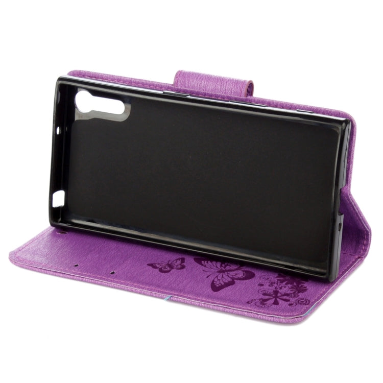 For Sony Xperia XZ Power Butterflies Embossing Horizontal Flip Leather Case with Holder & Card Slots & Wallet & Lanyard