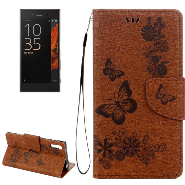 For Sony Xperia XZ Power Butterflies Embossing Horizontal Flip Leather Case with Holder & Card Slots & Wallet & Lanyard