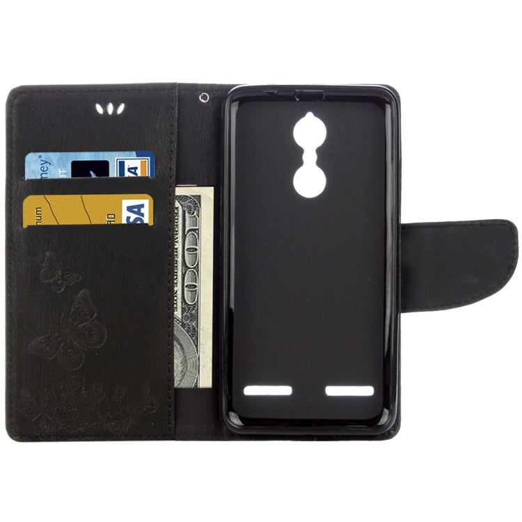 For Lenovo K6 5.0 inch Butterflies Embossing Horizontal Flip Leather Case with Holder & Card Slots & Wallet & Lanyard
