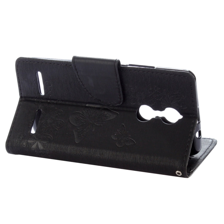 For Lenovo K6 5.0 inch Butterflies Embossing Horizontal Flip Leather Case with Holder & Card Slots & Wallet & Lanyard