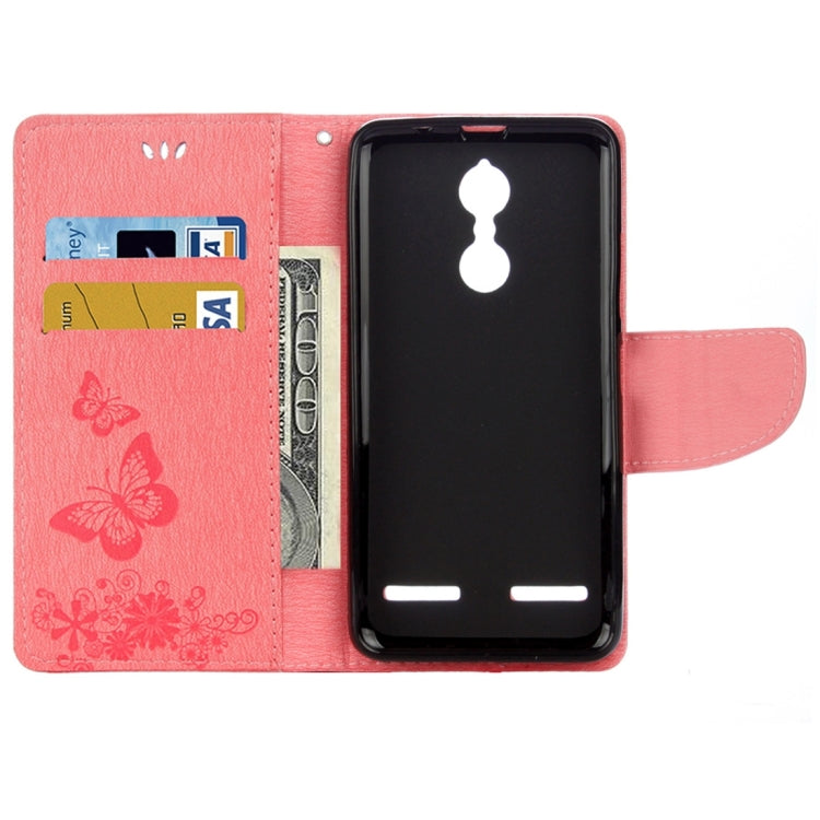 For Lenovo K6 5.0 inch Butterflies Embossing Horizontal Flip Leather Case with Holder & Card Slots & Wallet & Lanyard