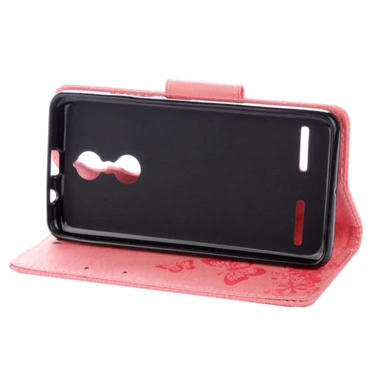 For Lenovo K6 5.0 inch Butterflies Embossing Horizontal Flip Leather Case with Holder & Card Slots & Wallet & Lanyard