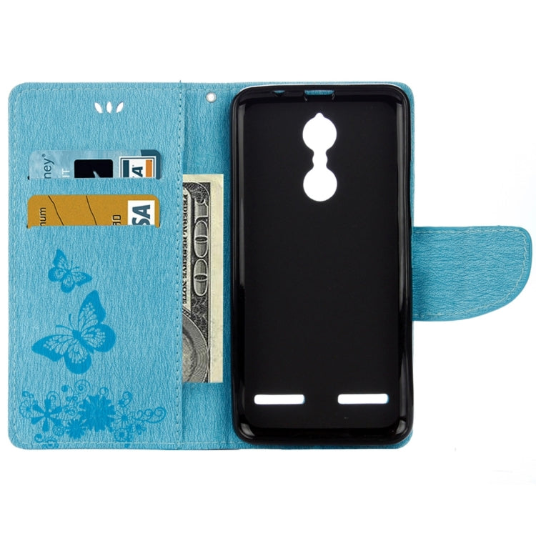 For Lenovo K6 5.0 inch Butterflies Embossing Horizontal Flip Leather Case with Holder & Card Slots & Wallet & Lanyard