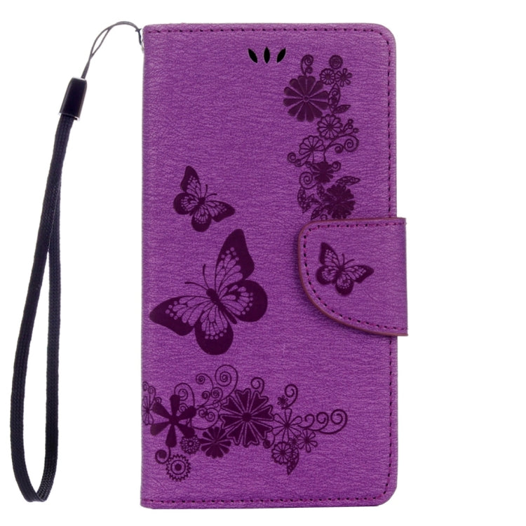 For Lenovo K6 5.0 inch Butterflies Embossing Horizontal Flip Leather Case with Holder & Card Slots & Wallet & Lanyard