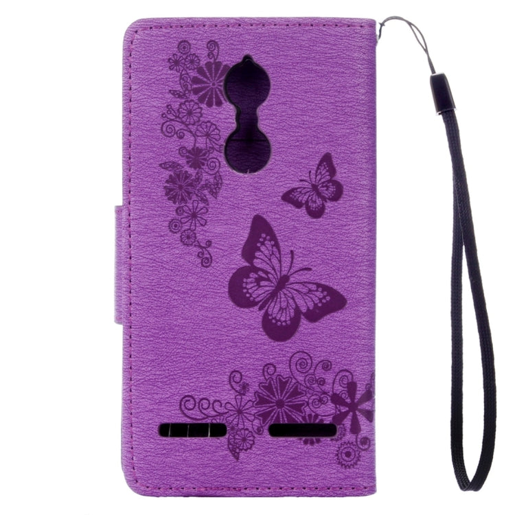 For Lenovo K6 5.0 inch Butterflies Embossing Horizontal Flip Leather Case with Holder & Card Slots & Wallet & Lanyard