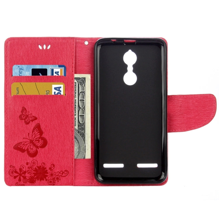For Lenovo K6 5.0 inch Butterflies Embossing Horizontal Flip Leather Case with Holder & Card Slots & Wallet & Lanyard