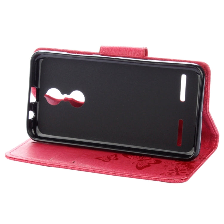 For Lenovo K6 5.0 inch Butterflies Embossing Horizontal Flip Leather Case with Holder & Card Slots & Wallet & Lanyard