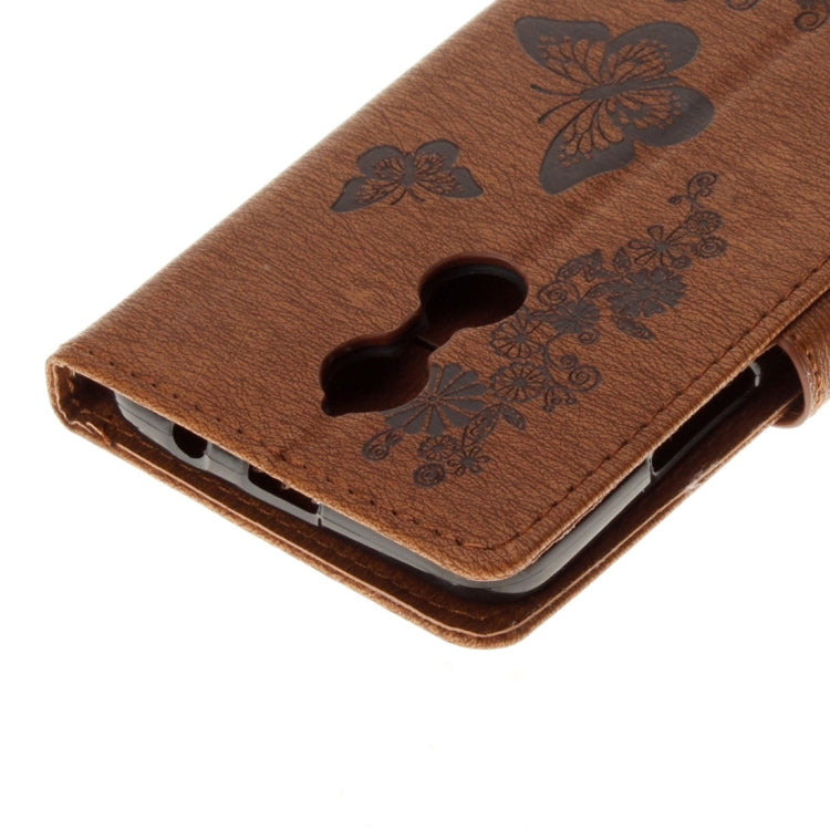 For Lenovo K6 5.0 inch Butterflies Embossing Horizontal Flip Leather Case with Holder & Card Slots & Wallet & Lanyard