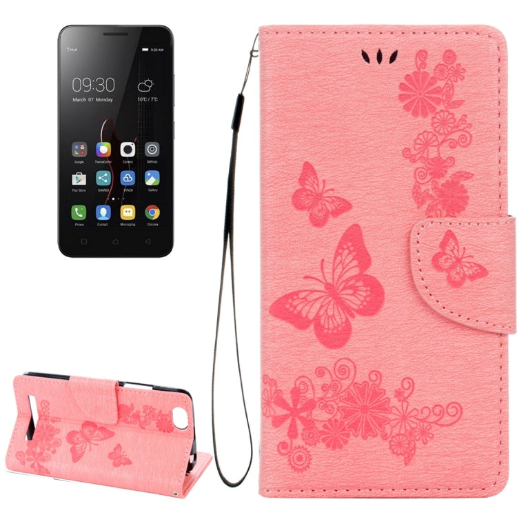 For Lenovo VIBE C A2020 Butterflies Embossing Horizontal Flip Leather Case with Holder & Card Slots & Wallet & Lanyard