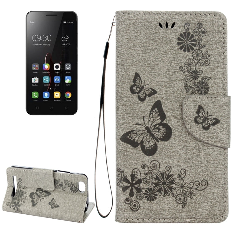 For Lenovo VIBE C A2020 Butterflies Embossing Horizontal Flip Leather Case with Holder & Card Slots & Wallet & Lanyard
