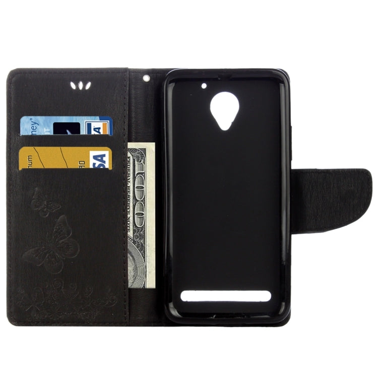 For Lenovo Vibe C2 XT1700 / XT1706 Butterflies Embossing Horizontal Flip Leather Case with Holder & Card Slots & Wallet & Lanyard