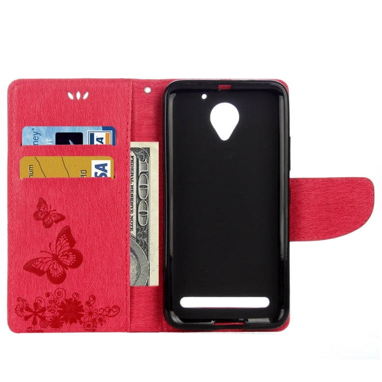 For Lenovo Vibe C2 XT1700 / XT1706 Butterflies Embossing Horizontal Flip Leather Case with Holder & Card Slots & Wallet & Lanyard
