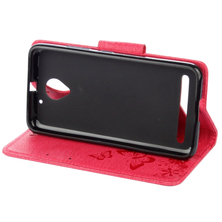 For Lenovo Vibe C2 XT1700 / XT1706 Butterflies Embossing Horizontal Flip Leather Case with Holder & Card Slots & Wallet & Lanyard