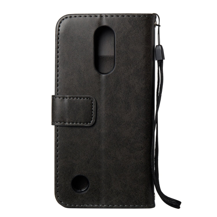 For LG K4 (2017) (US Version) Skull Pressed Flowers Pattern Horizontal Flip Leather Case with Holder & Card Slots & Wallet & Lanyard