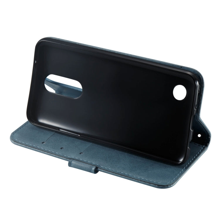 For LG K4 (2017) (US Version) Skull Pressed Flowers Pattern Horizontal Flip Leather Case with Holder & Card Slots & Wallet & Lanyard