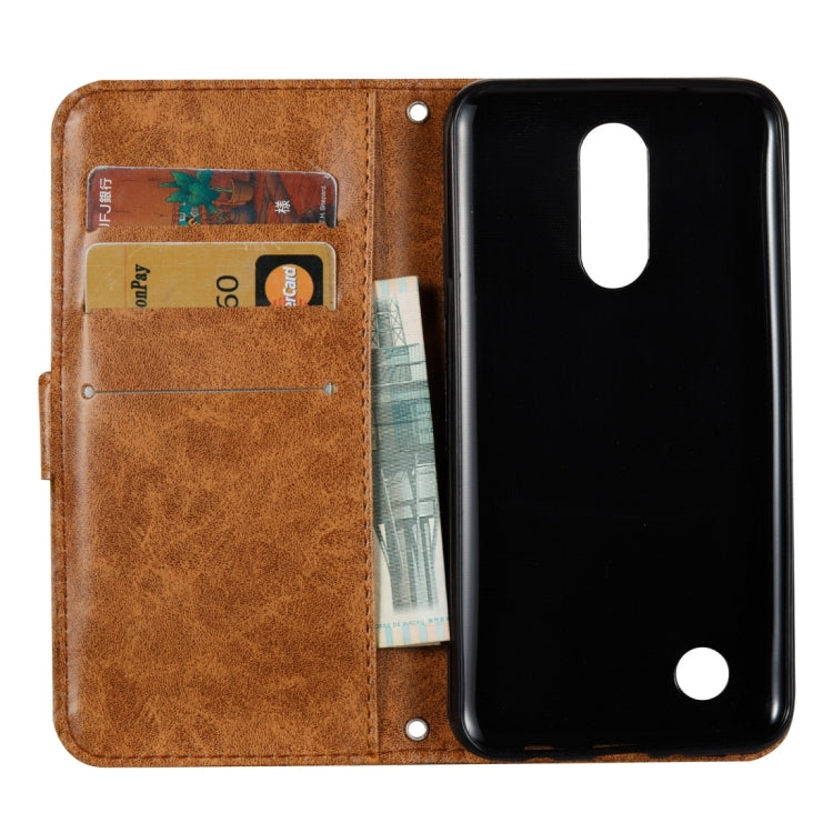 For LG K4 (2017) (US Version) Skull Pressed Flowers Pattern Horizontal Flip Leather Case with Holder & Card Slots & Wallet & Lanyard