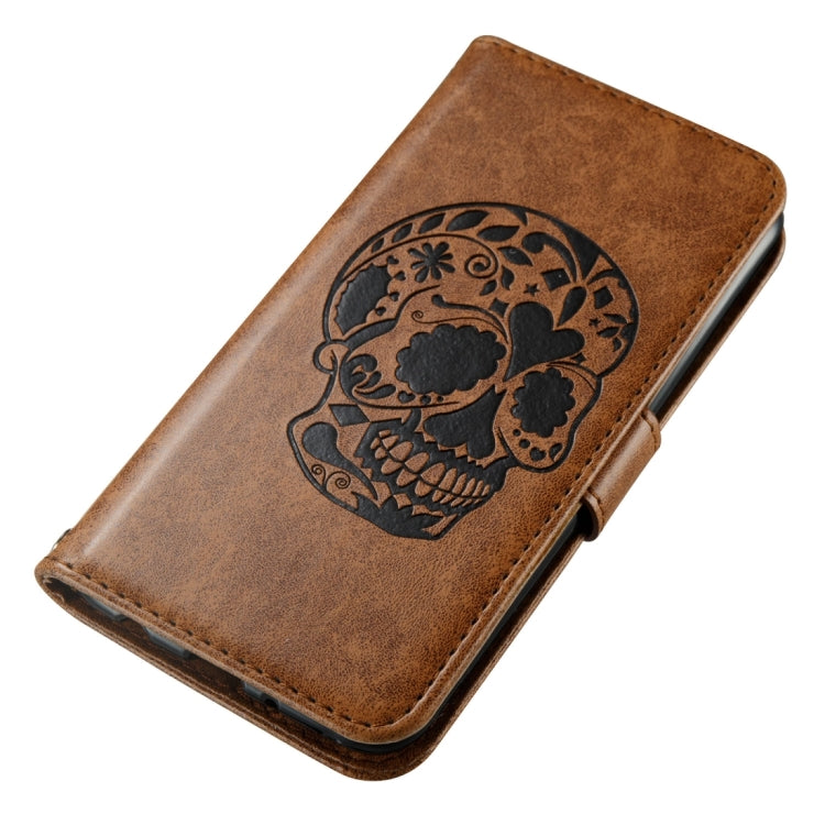 For LG K4 (2017) (US Version) Skull Pressed Flowers Pattern Horizontal Flip Leather Case with Holder & Card Slots & Wallet & Lanyard