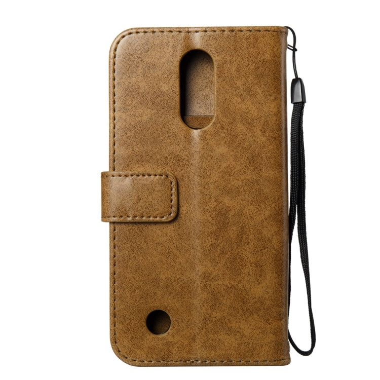 For LG K10 (2017) (US Version) Skull Pressed Flowers Pattern Horizontal Flip Leather Case with Holder & Card Slots & Wallet & Lanyard