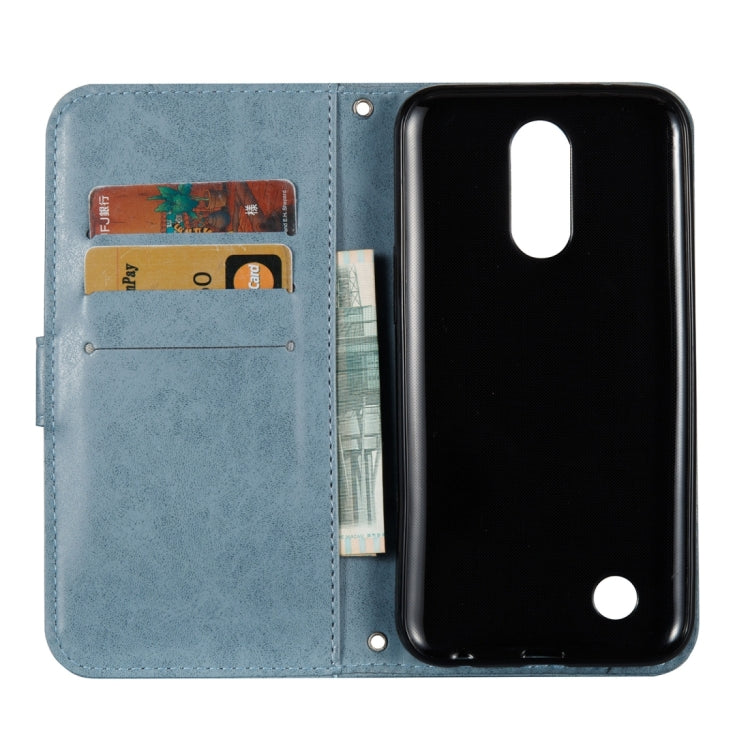 For LG K10 (2017) (US Version) Skull Pressed Flowers Pattern Horizontal Flip Leather Case with Holder & Card Slots & Wallet & Lanyard