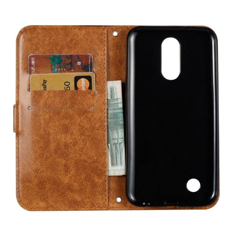 For LG K10 (2017) (US Version) Skull Pressed Flowers Pattern Horizontal Flip Leather Case with Holder & Card Slots & Wallet & Lanyard