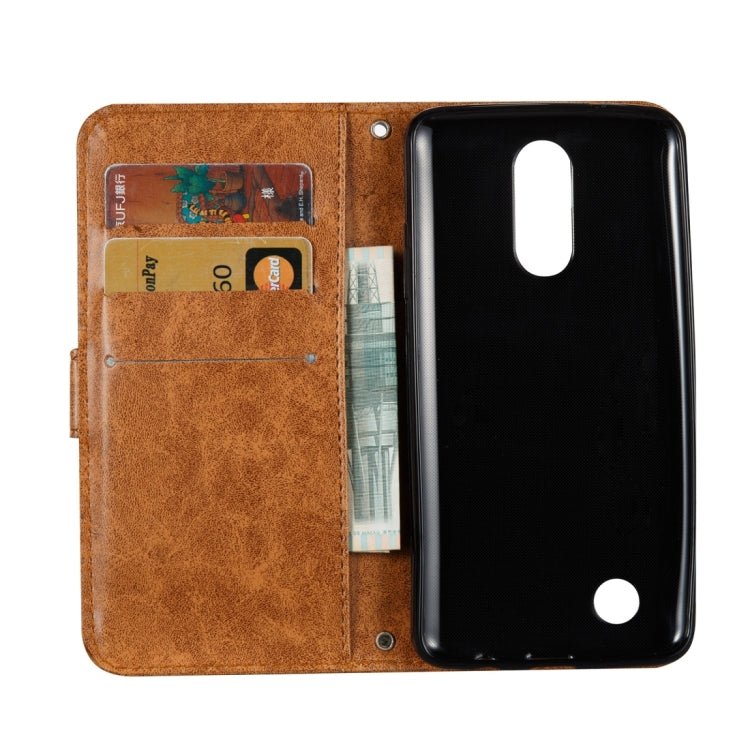 For LG K8 (2017) (US Version) Skull Pressed Flowers Pattern Horizontal Flip Leather Case with Holder & Card Slots & Wallet & Lanyard