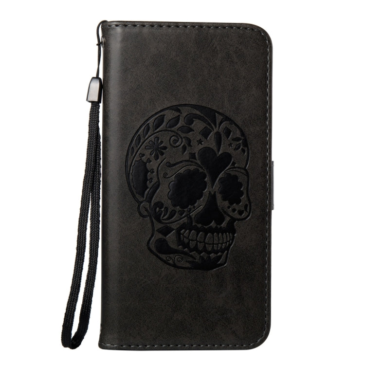 For Huawei P8 Lite (2017) Skull Pressed Flowers Pattern Horizontal Flip Leather Case with Holder & Card Slots & Wallet & Lanyard