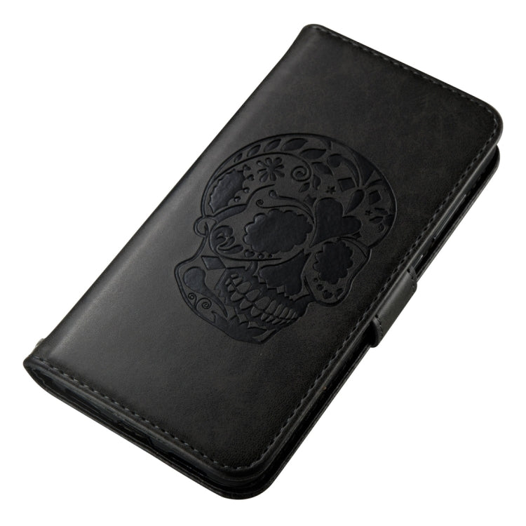 For Huawei P8 Lite (2017) Skull Pressed Flowers Pattern Horizontal Flip Leather Case with Holder & Card Slots & Wallet & Lanyard