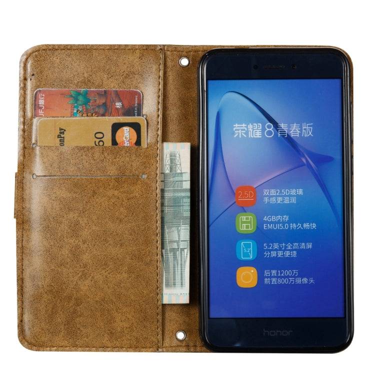 For Huawei P8 Lite (2017) Skull Pressed Flowers Pattern Horizontal Flip Leather Case with Holder & Card Slots & Wallet & Lanyard