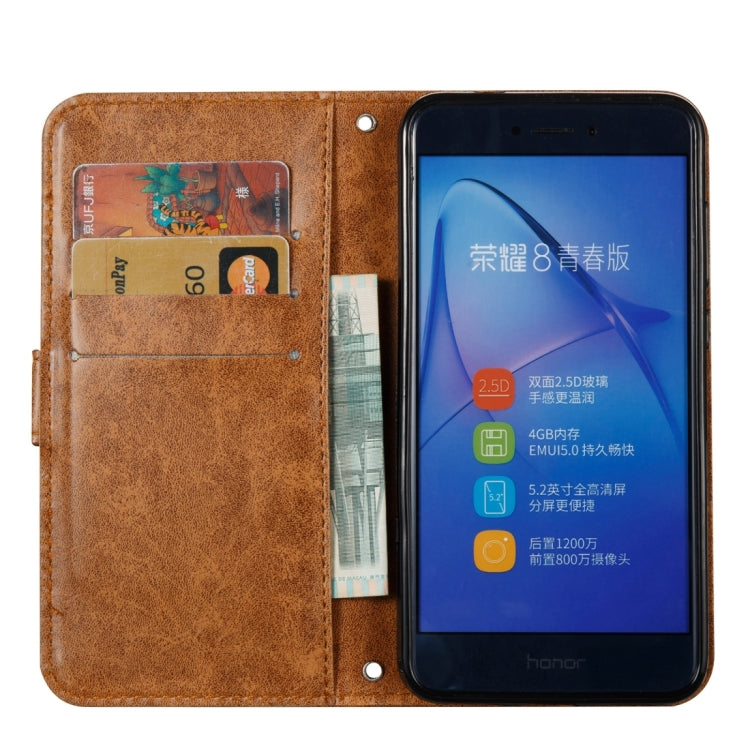 For Huawei P8 Lite (2017) Skull Pressed Flowers Pattern Horizontal Flip Leather Case with Holder & Card Slots & Wallet & Lanyard